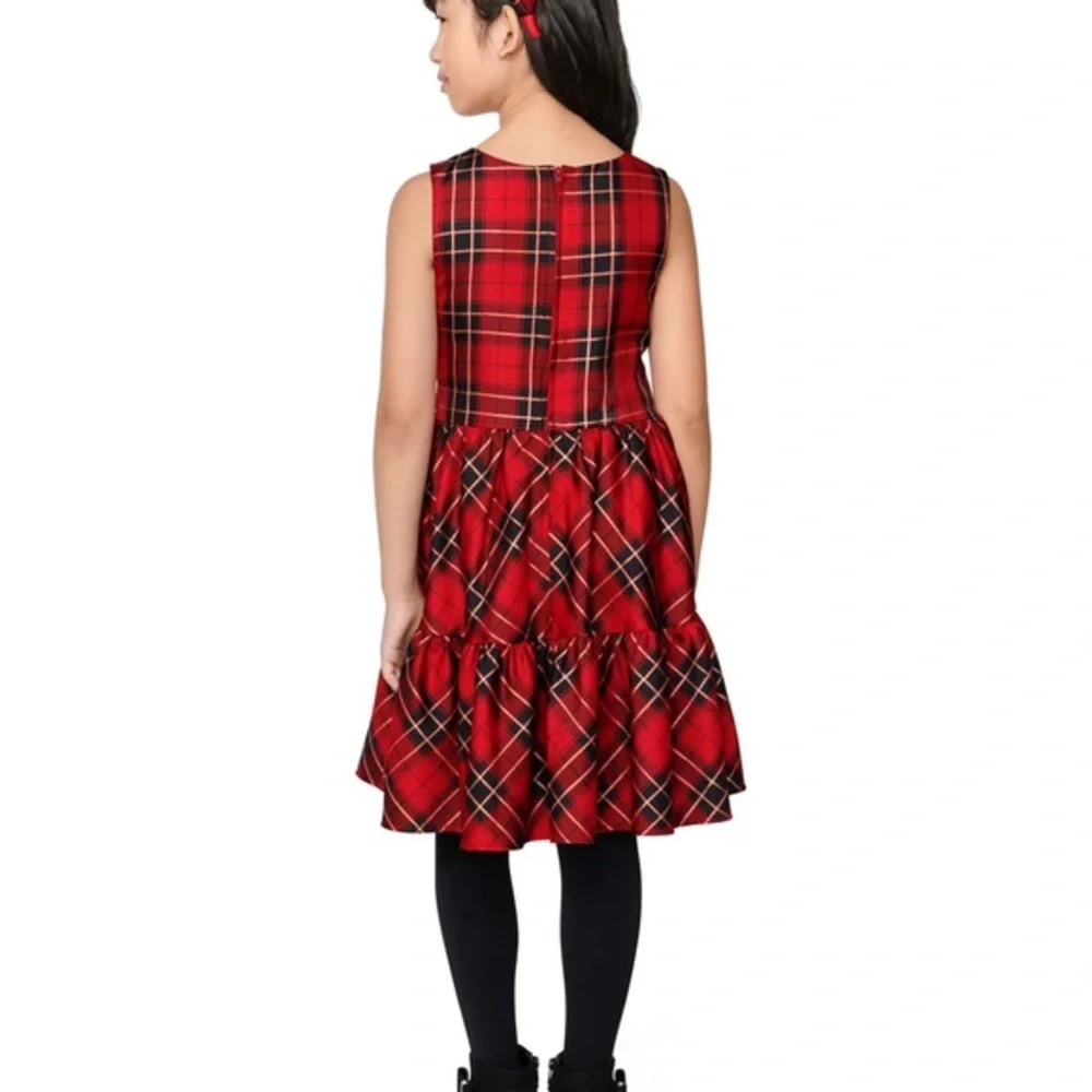 NWT! Girls Matching Family‎ Plaid Tiered Dress - Classicred